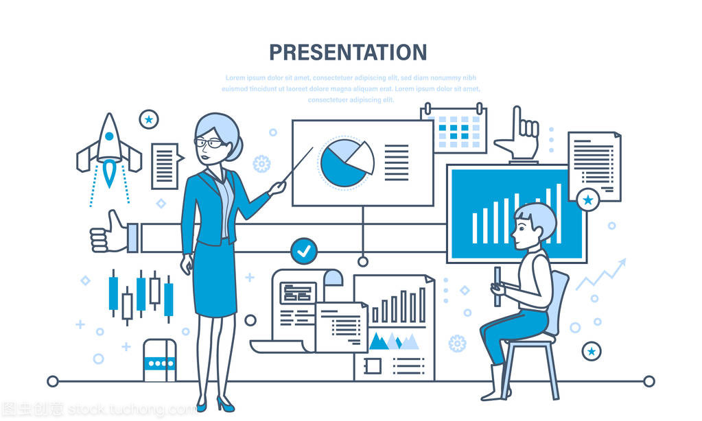 演講者做演示文稿和關于市場、 銷售、 電子商務專業培訓